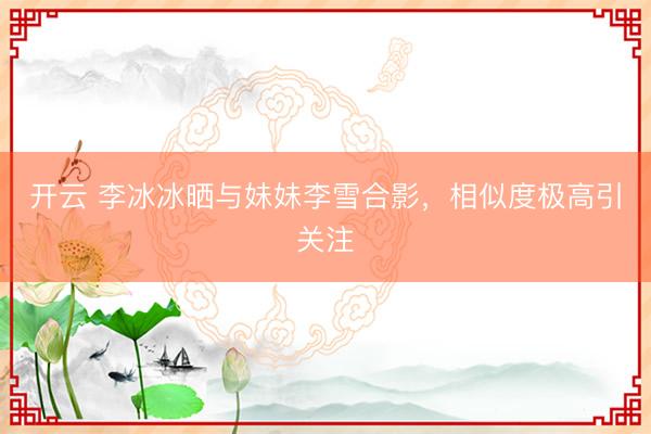 開云 李冰冰曬與妹妹李雪合影,相似度極高引關注
