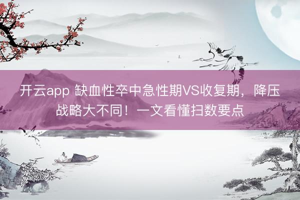 開云app 缺血性卒中急性期VS收復(fù)期，降壓戰(zhàn)略大不同！一文看懂掃數(shù)要點(diǎn)
